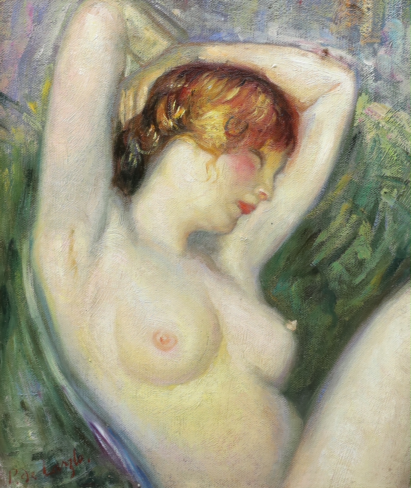 Impressionist oil on board, Study of a nude lady, 29 x 24cm